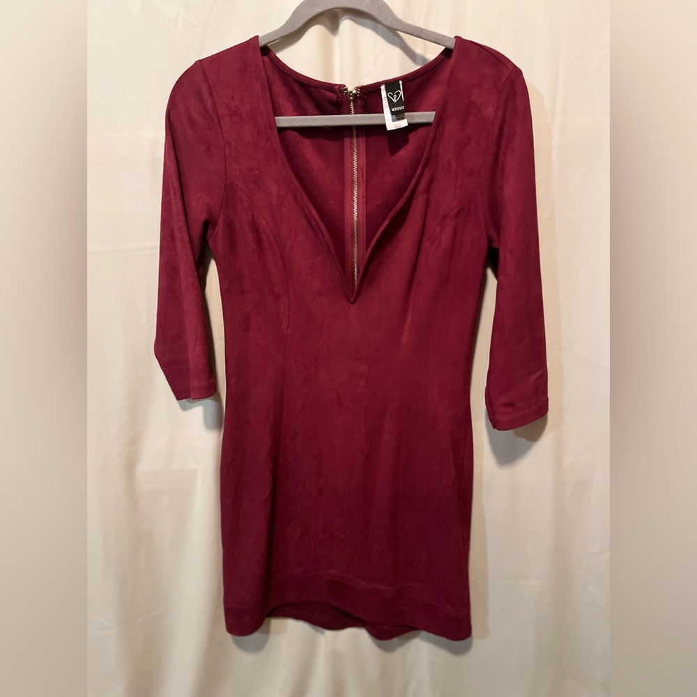 Windsor Burgundy Velvet Long Sleeve Dress